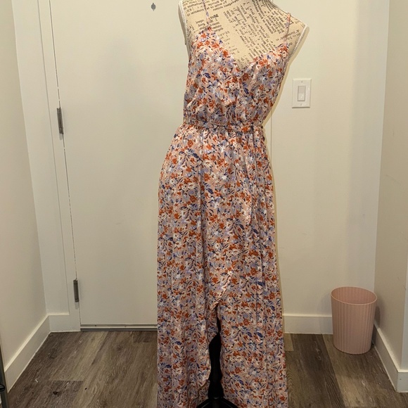 Shein Pink Floral Maxi Sundress w/ Slit & V-Neck | Women’s Medium | NWNT - Picture 1 of 4